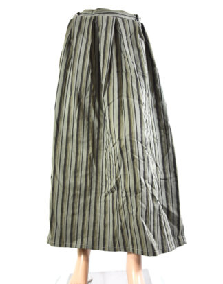 Green and black vertical lines print ladies skirt