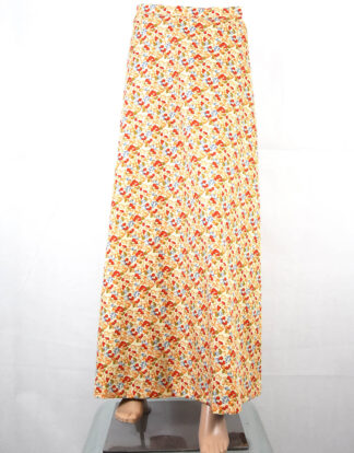 Cream red and blue mini print ladies skirt