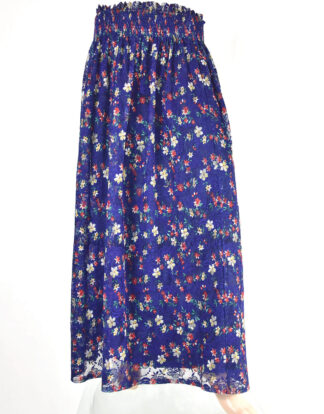 Purple with colorful flowers print ladies skirt