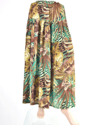 Vintage leaves brown and green print ladies skirt