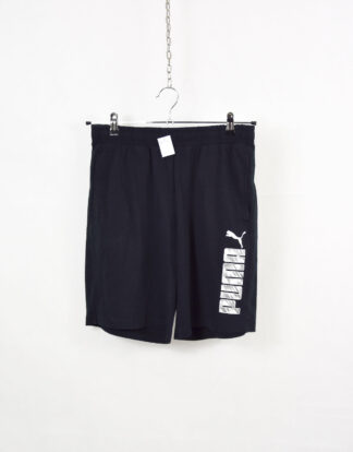 Puma black sweat shorts big white logo - M