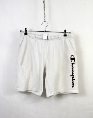 Champion white sweat shorts black logo - L