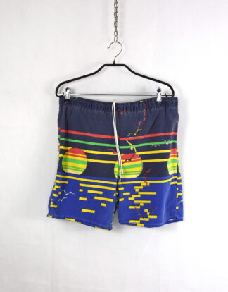 80's neon colors retro print shorts - M