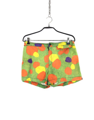 Vintage colorfull organic shapes green shorts - L