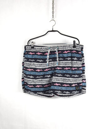 Vintage horizontal lines abstract print design shorts - L