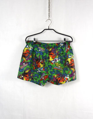 Retro 80's comic beach and palms print shorts