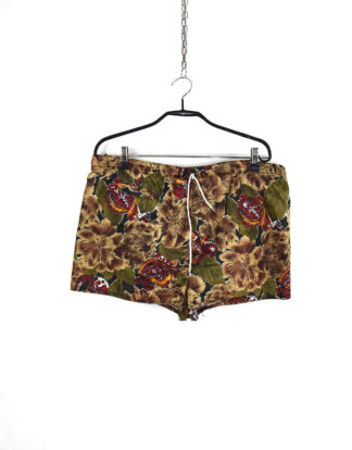 Vintage brown colors flowers and leaves design shorts