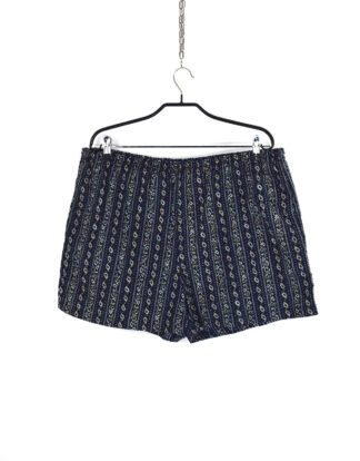Vintage vertical lines blue and grey print shorts