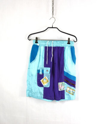 Blue shapes design retro shorts - S