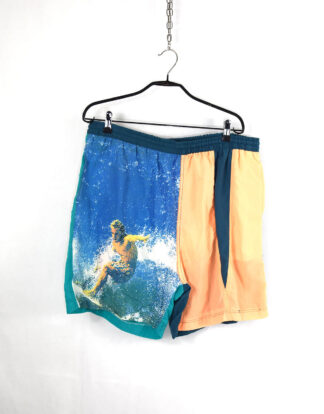 Retro surf print blue and cream shorts