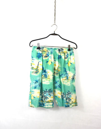 Palms and sailboat print retro shorts