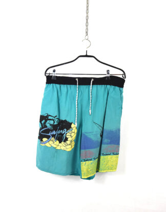 Retro surf print light blue shorts