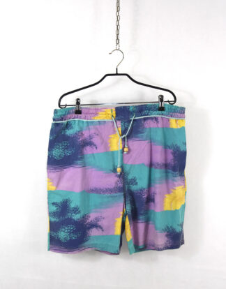 Retro abstract print blue and purple shorts