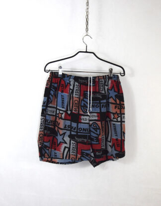 Retro street print dark colors shorts