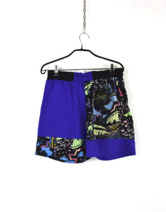 Retro beach abstract print blue shorts