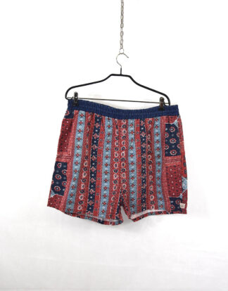 Vintage abstract blue and red print shorts