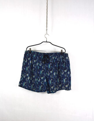 Vintage blue abstract printed shorts