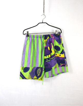 Retro 80's colorful shapes green shorts