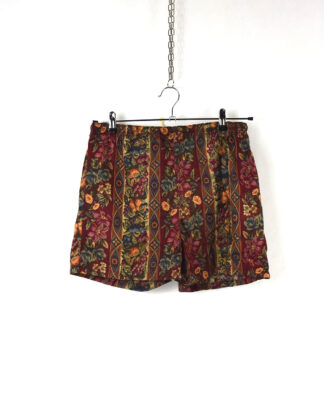 Vintage brown abstract shapes printed shorts