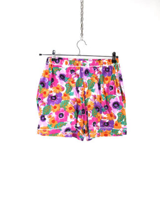 Vintage colorful flowers printed shorts