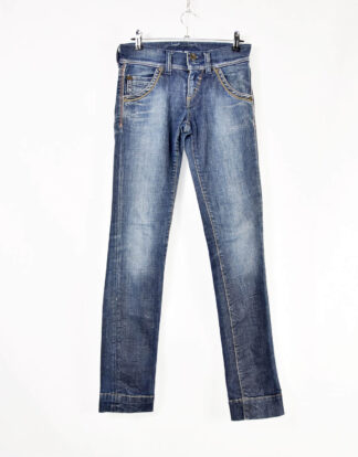 Dark blue distressed skinny jeans - 26/32