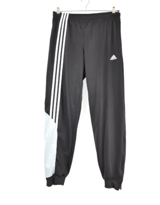 Adidas black with white stripes sport track pants - M