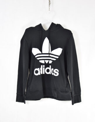 Adidas classic big white logo black hooded sweatshirt - M
