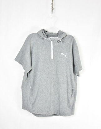 Puma short sleeves grey hooded sweatshirt - L