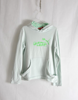 Puma light green logo print hooded sweatshirt - L