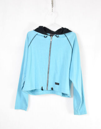 Champion light blue and black hooded sweatshirt - L