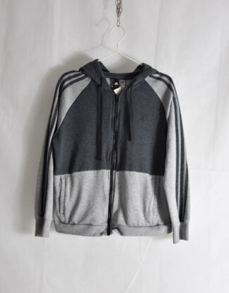 Adidas grey retro hooded sweatshirt - L