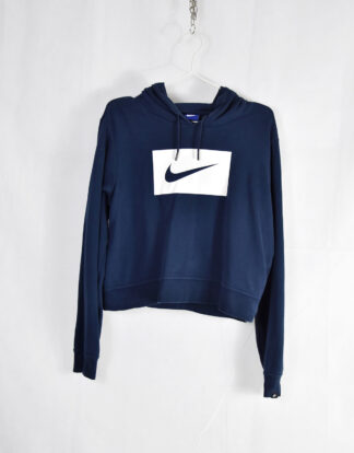 Nike big white logo blue hooded sweatshirt - L