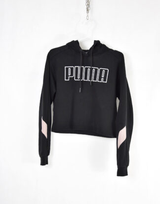 Puma white logo black hooded sweatshirt - S