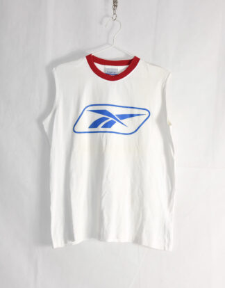 Reebok big blue logo white tank top - S