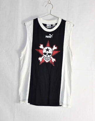 Puma red star with skull design 7 number black and white tank top - M