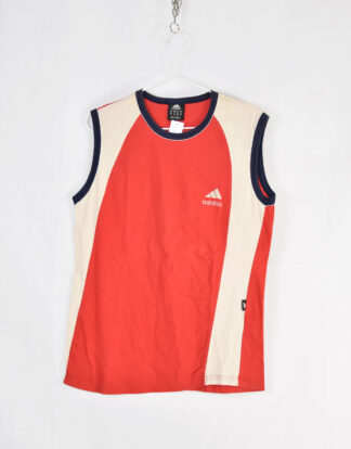 Adidas red and cream tank top black details - M