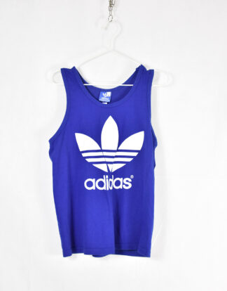 Adidas classic big white logo blue tankt top - M