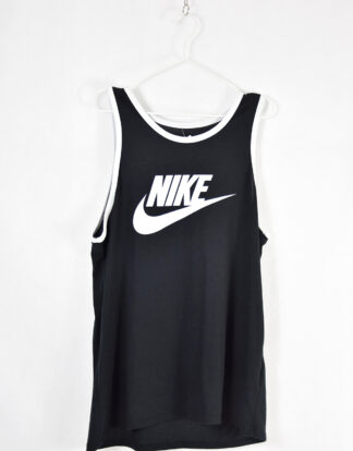 Nike white logo black tank top - L