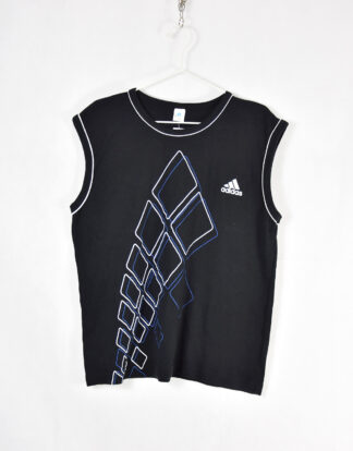 Adidas black retro print tank top - XL