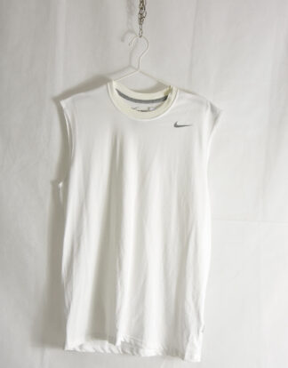 Nike small grey logo white tank top - M