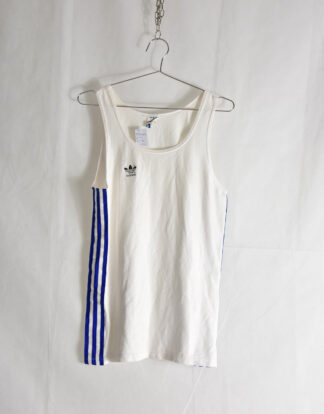 Adidas blue stripes white tank top - S
