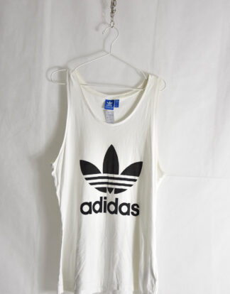 Adidas classic big logo white tank top - L