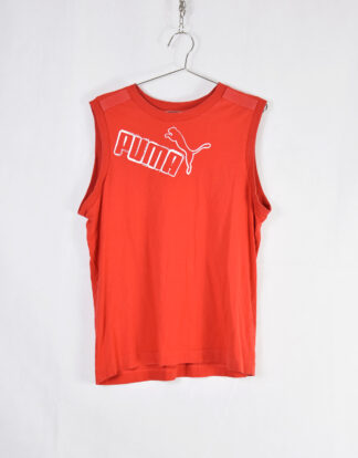 Puma white logo red tank top - M
