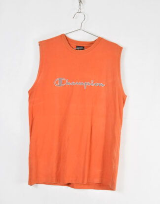 Champion grey logo orange tank top - L