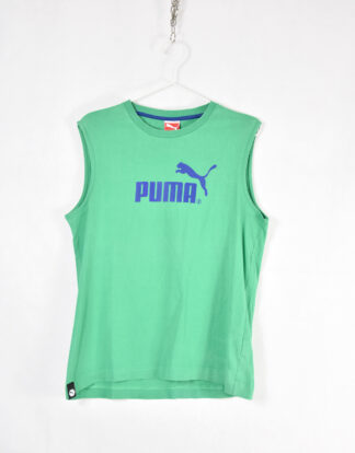 Puma blue logo green tank top - M