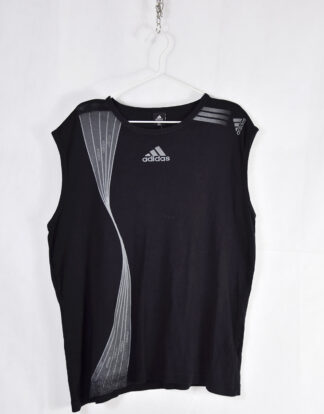 Adidas black tank top grey retro print - XXL