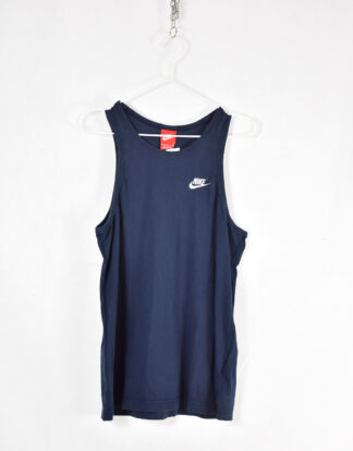 Nike white logo blue tank top - M