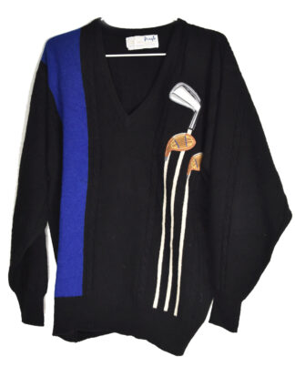 Black and blue golf design knited pullover - M