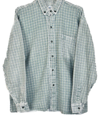 Grey and green small checkered flanell shirt - L