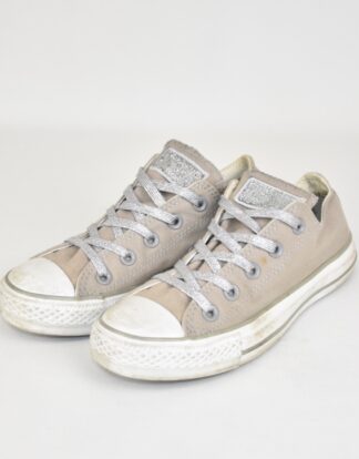 Converse  all stars cream and silver shoes